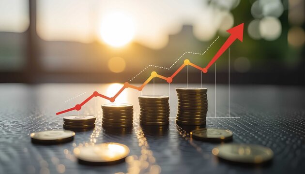 Finance market analysis showing rising graph with global investment business performance
