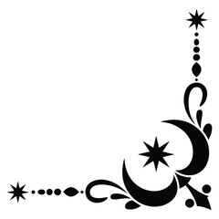 Black Crescent Moon and Star Corner Ornament decorative