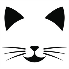 Black Cat Face Silhouette with Whiskers and Ears kitten