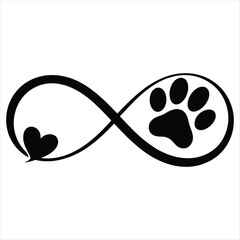 Infinity Symbol With Dog Paw Print And Heart love