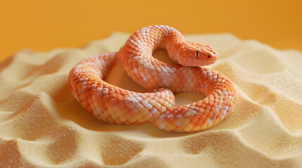 Fototapeta premium 3d isometric low-polymer clay desert snake coiled