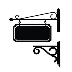 Ornate Hanging Sign Silhouette black and white