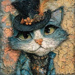 Cat mask in steampunk style on a mannequin in a clothing store window.