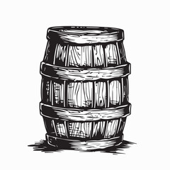 Rustic Wooden Barrel Vector isolated on white background