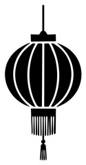 Obraz premium Hanging festive Chinese lantern silhouette in black and white graphic