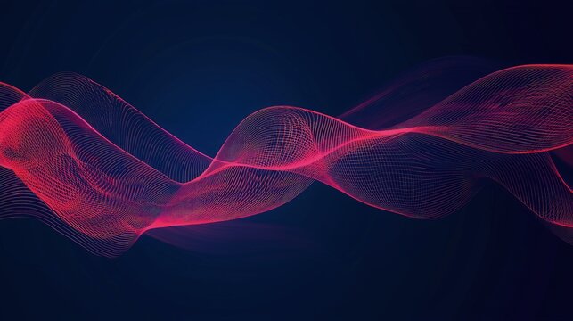 Abstract design of flowing, red lines on a dark background.