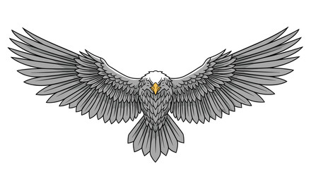 A stylized illustration of an eagle with outstretched wings and a determined gaze, perfect for design and branding projects.