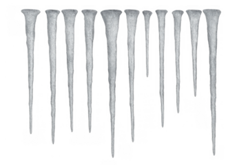 Hanging icicles on transparent background, reflecting winter season, cold weather, and frozen water concept