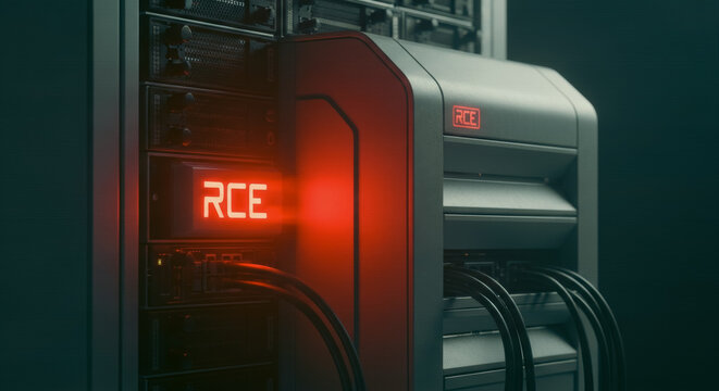 A high-tech server unit, with advanced design, illuminated in the glow of data processing. Representing efficiency and data management.