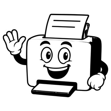 Mascot printer on white background