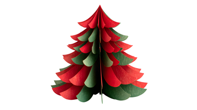 Paper Christmas Tree, isolated on transparent background - Powered by Adobe