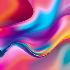 Vibrant Abstract Colorful Wave Background &ndash; Fluid Gradient Motion Texture in 3D Style, generative Ai 