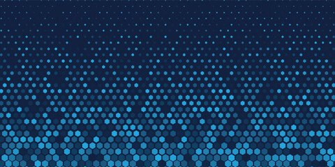horizontal diagonal blue hexagon design on black background. eps 10
