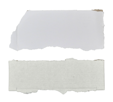 Brown and white corrugated kraft paper torn into pieces in transparent background png