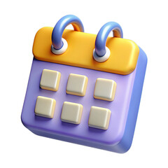 A 3d illustration of a calendar icon with colorful buttons, representing scheduling and planning, isolated on transparent background