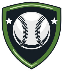 Baseball Emblem Graphic With Stars and Green Shield, Sports Team Symbol