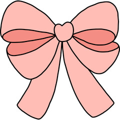 pink ribbon bow hand drawn