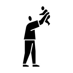 family bonding glyph icon. Playing with child illustration.
