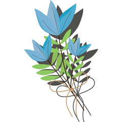 A Delicate Bouquet of Blue Bell Flowers Tied With a Rustic Twine Bow on a Transparent Background