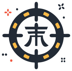 Fototapeta premium Stylized Asian Symbol within a Target and Aiming Reticle