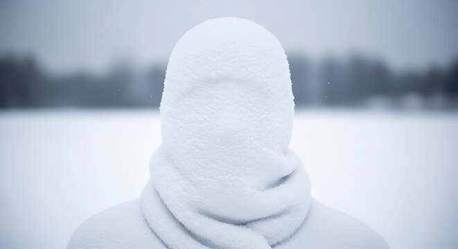 Anonymous figure in winter attire stands in a snowy landscape, evoking mystery and solitude