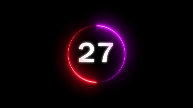 Timer number concept. Countdown timer from 33 to 0 number animation. 33 seconds timer clock animation.