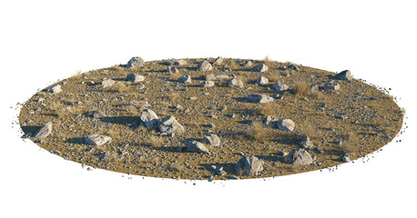 Desert Ground texture pile with rocks, dry bushes cutout isolated png on a transparent background premium nature cutout
