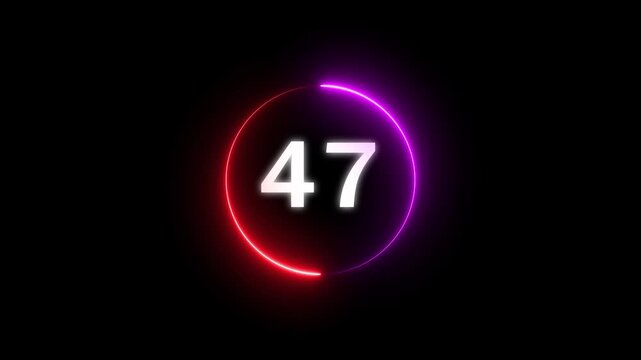 Timer number concept. Countdown timer from 57 to 0 number animation. 57 seconds timer clock animation.