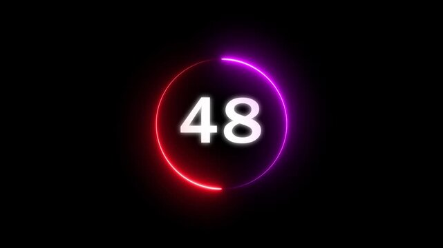 Timer number concept. Countdown timer from 58 to 0 number animation. 58 seconds timer clock animation.