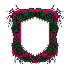 Cybernetic Nature Emblem: Circuit Board Meets Organic Roots