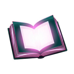 Glowing Open Book with Pink and Teal Neon Edges