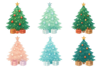 Christmas tree Vector illustration set 
