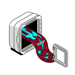 Futuristic charging station dispensing energy with lightning bolts.