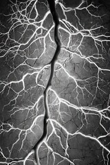 Abstract Electric Energy Displaying Branching White Veins on Gray Background with Contrasting Lighting