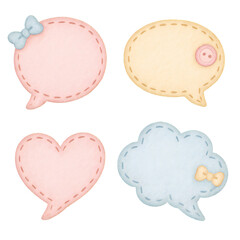 フェルト風の吹き出しが並ぶかわいい手作り風ベクター素材セット