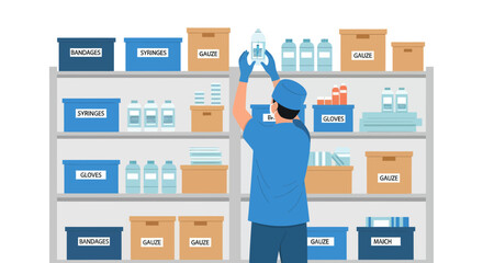 Medical Professional Carefully Organizes And Checks Supplies For Optimal Preparedness