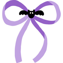 hand drawn purple bow with bat