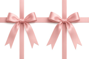 Pink satin ribbons and bows decorating a celebration gift, creating elegant wrapping for holidays, with transparent background