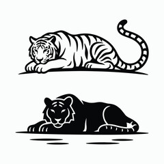 Silhouette set of tiger vector image