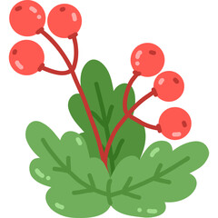 Cute Christmas holly berry Hand Drawn