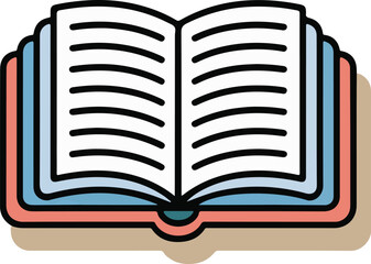 Open book with blue and pink pages reading education