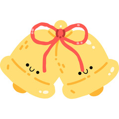 cute christmas bell with bow hand drawn