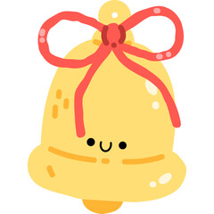 Cute christmas bell with red ribbon hand drawn