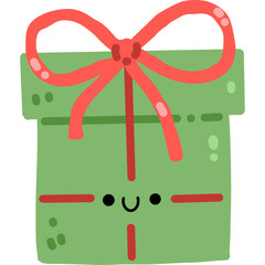 Cute christmas gift with ribbon hand drawn