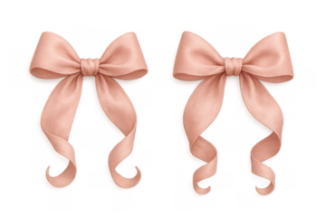 Pink bow decorating elements for festive gifts and celebration packaging with transparent background