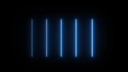 Abstract looping neon blue vertical bars animating on a dark background with a subtle glow effect for futuristic technology or science concepts	 - Powered by Adobe
