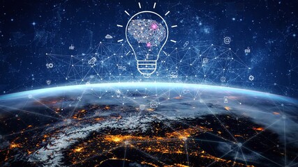 AI innovation with neural network and digital transformation. AI innovation drives automation, powers ideas, AI innovation enhances SEO, and AI innovation enables global connection. Marrow - Powered by Adobe