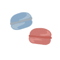 Macaron illustration drawn using oil pastel technique. Can be used for digital design.