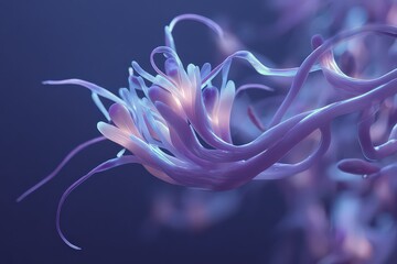 Obraz premium Abstract Purple Tentacle Forms with Light Glow Background