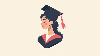 Woman in graduation gown, profile view, celebratory occasion